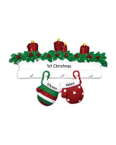 Personalized Mitten Family of 2 Christmas Tree Ornament