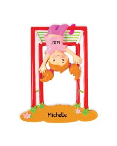 Personalized Kid on Jungle Gym Christmas Tree Ornament Female 