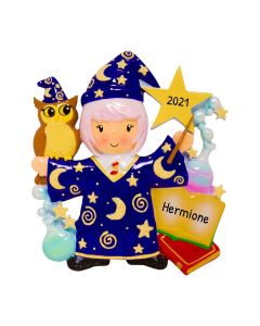 Personalized Wizard Kid Christmas Tree Ornament Female