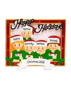 Personalized Christmas Card Family of 5 Tree Ornament 