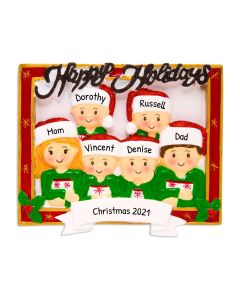 Personalized Christmas Card Family of 6 Tree Ornament 