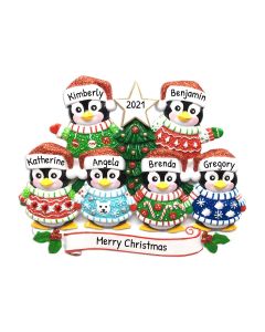 Personalized Ugly Sweater Family of 6 Christmas Ornament 