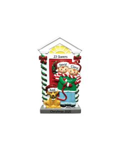 Personalized Family of 2 with Dog Christmas Tree Ornament 