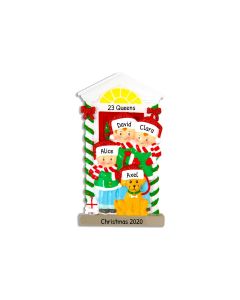 Personalized Family of 3 with Dog Christmas Ornament 