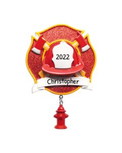 Personalized Firefighter Cap Emblem Ornament 