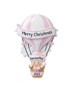 Personalized Hot Air Balloon Christmas Tree Ornament Female Pink