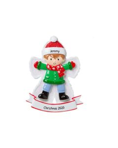 Personalized Snow Angel Christmas Tree Ornament Male 
