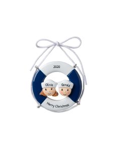 Personalized Cruise Ship Family of 2 Christmas Tree Ornament 