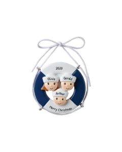 Personalized Cruise Ship Family of 3 Christmas Tree Ornament 