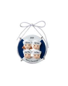 Personalized Cruise Ship Family of 4 Christmas Tree Ornament 