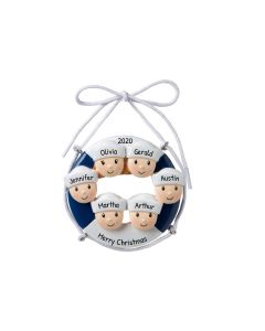 Personalized Cruise Ship Family of 6 Christmas Tree Ornament 