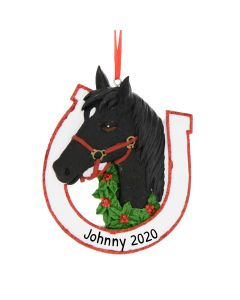 Personalized Horse Christmas Tree Ornament Black 