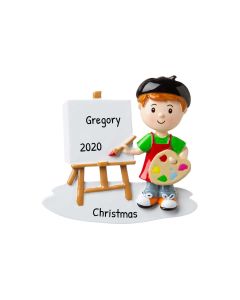 Personalized Artist Christmas Tree Ornament Male Green 