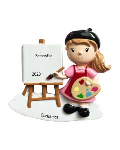 Personalized Artist Christmas Tree Ornament Female Pink 