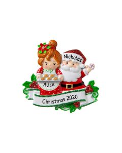 Personalized Santa & Mrs Claus Child Family of 2 Christmas Tree Ornament