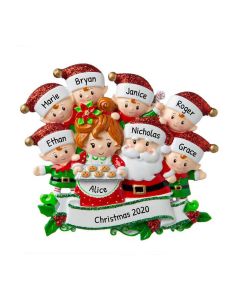 Personalized Santa & Mrs Claus Child Family of 8 Christmas Tree Ornament