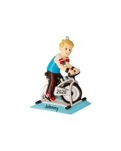 Personalized Spinning Class Christmas Tree Ornament Male 