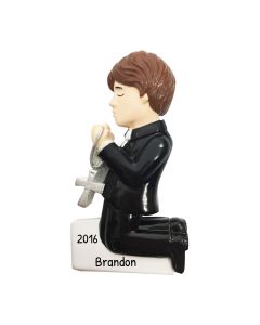 Personalized First Communion Confirmation Girl Christmas Tree Ornament Male Black 