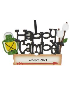 Personalized Happy Camper Christmas Tree Ornament