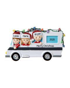 Personalized RV Family of 3 Christmas Tree Ornament 