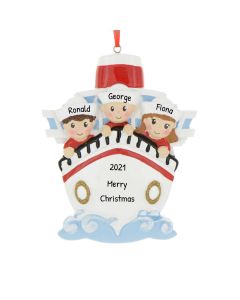 Personalized Family of 3 Cruise Ship Christmas Tree Ornament