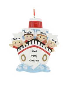 Personalized Family of 4 Cruise Ship Christmas Tree Ornament