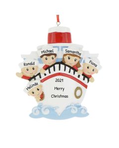 Personalized Family of 5 Cruise Ship Christmas Tree Ornament