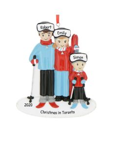 Personalized Ski Family of 3 Christmas Tree Ornament