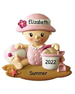 Personalized Beach Baby Girl Christmas Tree Ornament