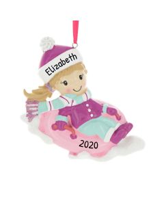 Personalized Snow Tubing Christmas Tree Ornament Girl