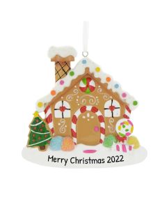 Personalized Garnished Gingerbread House Christmas Tree Ornament