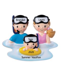 Personalized Snorkle Family of 3 Christmas Tree Ornament