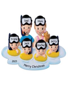 Personalized Snorkle Family of 6 Christmas Tree Ornament