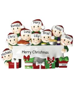Personalized Dinner Table Family of 9 Christmas Tree Ornament