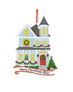 Personalized Victorian House Christmas Tree Ornament
