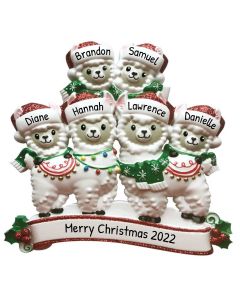 Personalized Llama Family of 6 Christmas Tree Ornament