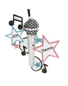 Personalized Karaoke Microphone Christmas Tree Ornament