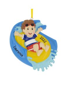 Personalized Water Slide Boy Christmas Tree Ornament