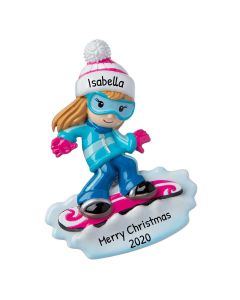 Personalized Snowboarder Girl Christmas Tree Ornament