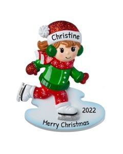 Personalized Ice Skater Girl Christmas Tree Ornament