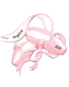 Personalized Child Pink Ballet Shoes Ornament 