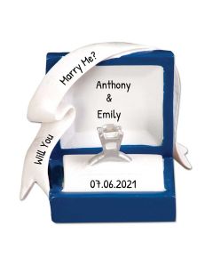 Personalized Engagement Ring Box Ornament 