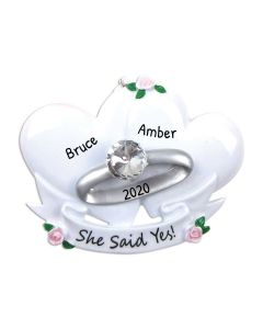 Personalized Engagement Ring Christmas Ornament
