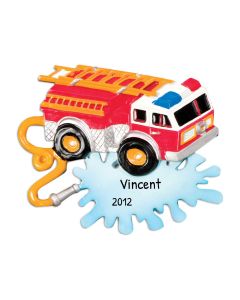 Personalized Fire Truck with Banner Ornament