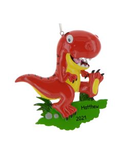 Personalized T Rex Velociraptor Dinosaur Ornament