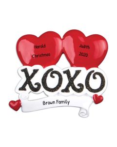 Personalized XOXO Hearts Ornament 