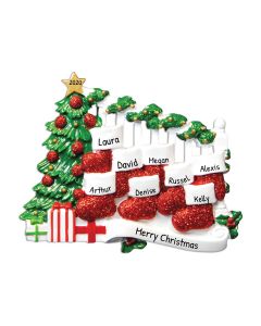 Personalized Bannister Stockings Family of 8 Christmas Tree Ornament