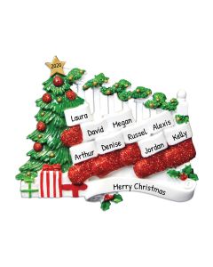 Personalized Bannister Stockings Family of 9 Christmas Tree Ornament 