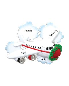 Personalized Jetliner with Clouds Ornament 