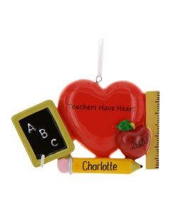 Personalized Teachers Have Heart with Apple Ornament 